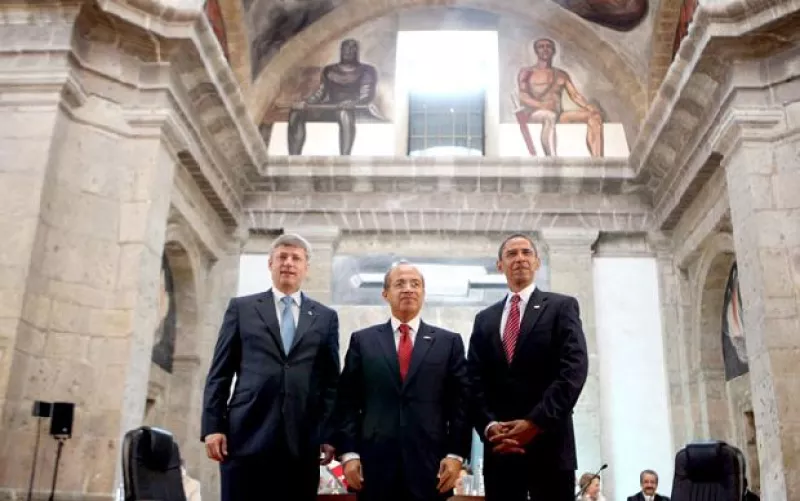 Los presidentes de México y Estados Unidos y el primer ministro de Canadá sostienen una reunión trilateral de trabajo en el Instituto Cultural Cabañas en la que abordarán diversos temas.