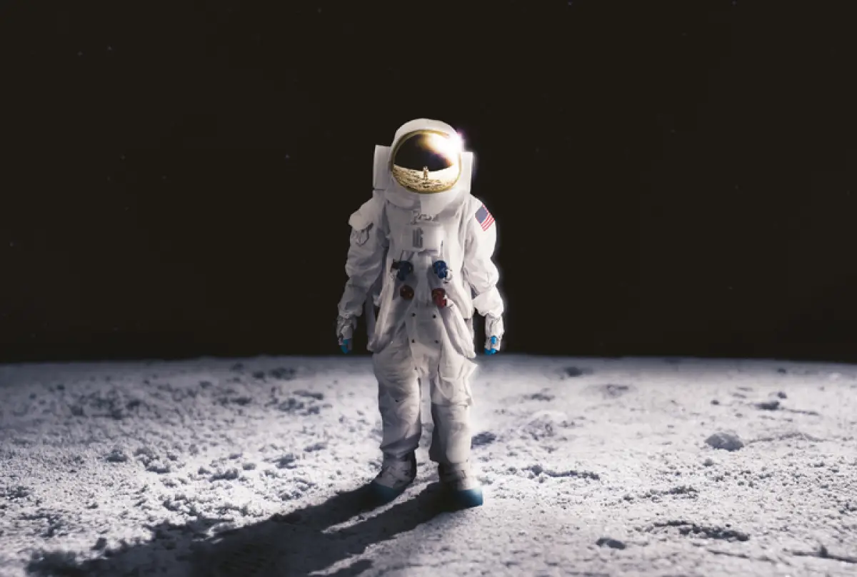Astronaut standing on the moon surface