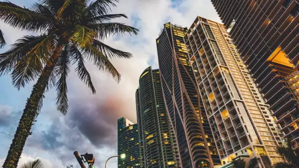 Dramatic Sunset in Miami, Florida, at Biscayne Boulevard