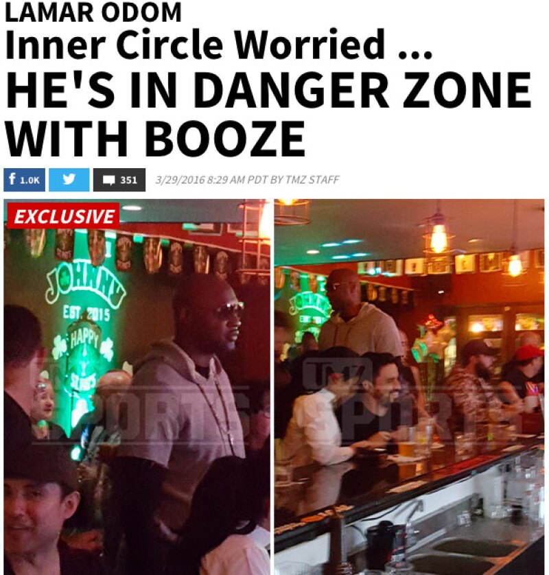 TMZ captó a Lamar de fiesta en un bar.
