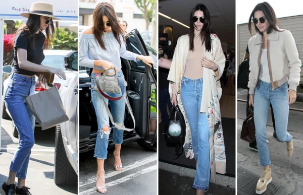 Actualmente los jeans son la principal prenda que usamos debido a su comodidad y sus múltiples diseños. Kendall Jenner es una de las it girls que han impuesto estilos desde jeans acampanados, hasta los moomy jeans.
