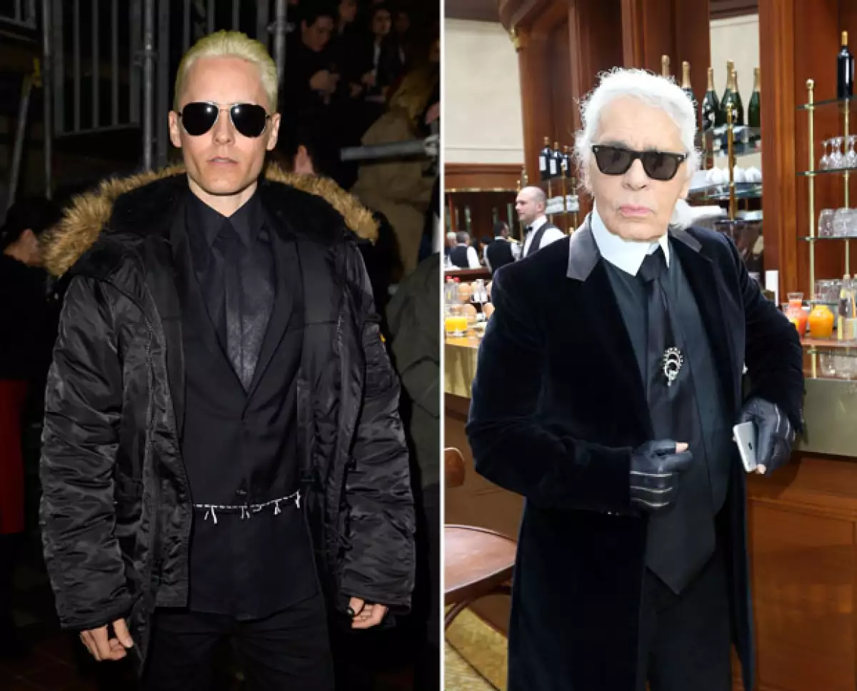 Jared Leto parece haber imitado el estilo de Karl Lagerfeld.