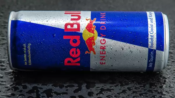 Blue-silver Red Bull can