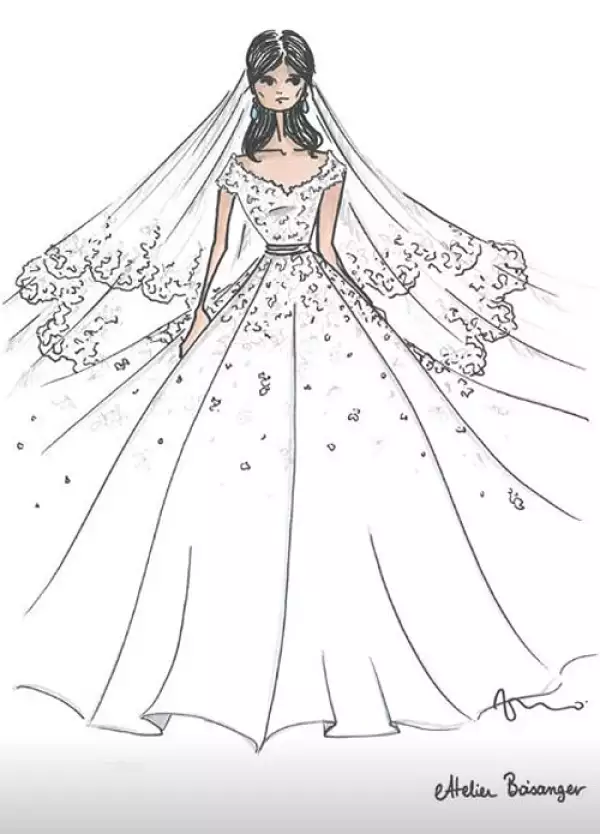 Boceto vestido de novia de Marie Chevallier