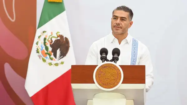 Omar García Harfuch, secretario de Seguridad, durante la conferencia mananera de hoy, 11 de septiembre de 2026, realizada en Tuxtla Gutiérrez, Chiapas