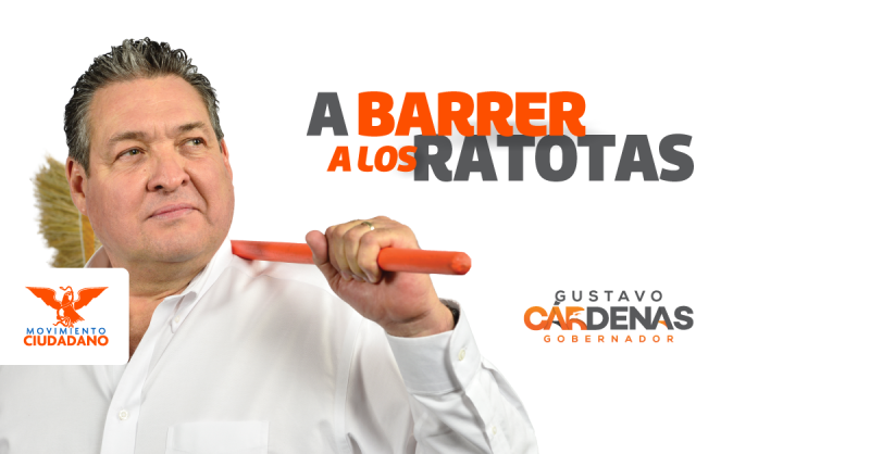 El político, que busca ganar la gubernatura de Tamaulipas, inició una campaña con una escoba en la mano.