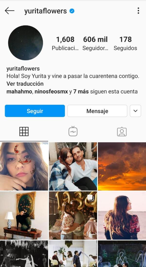 Perfil de Instagram de Yuridia