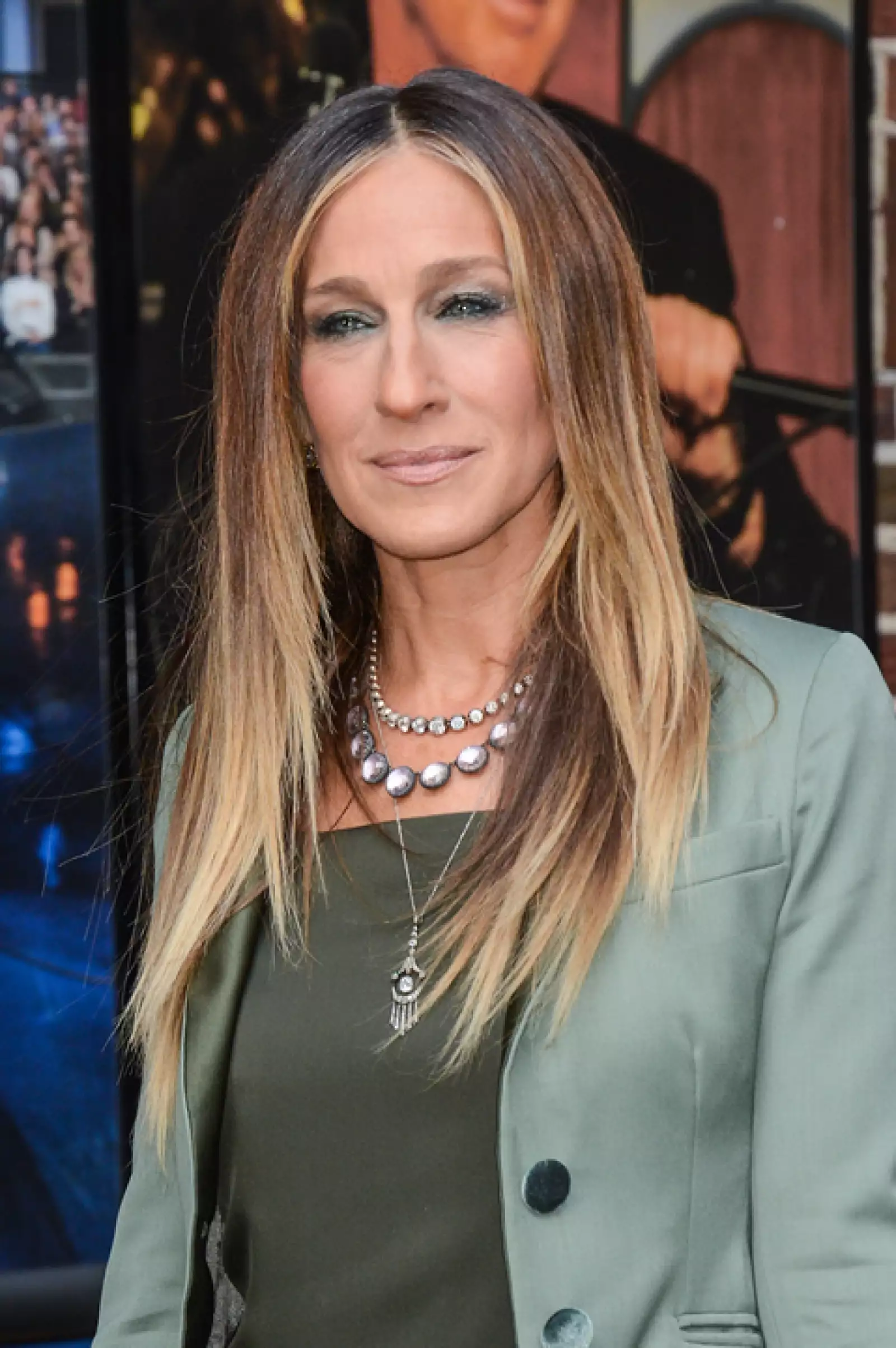 Sarah Jessica Parker antes de entrar al Late Show with David Letterman.