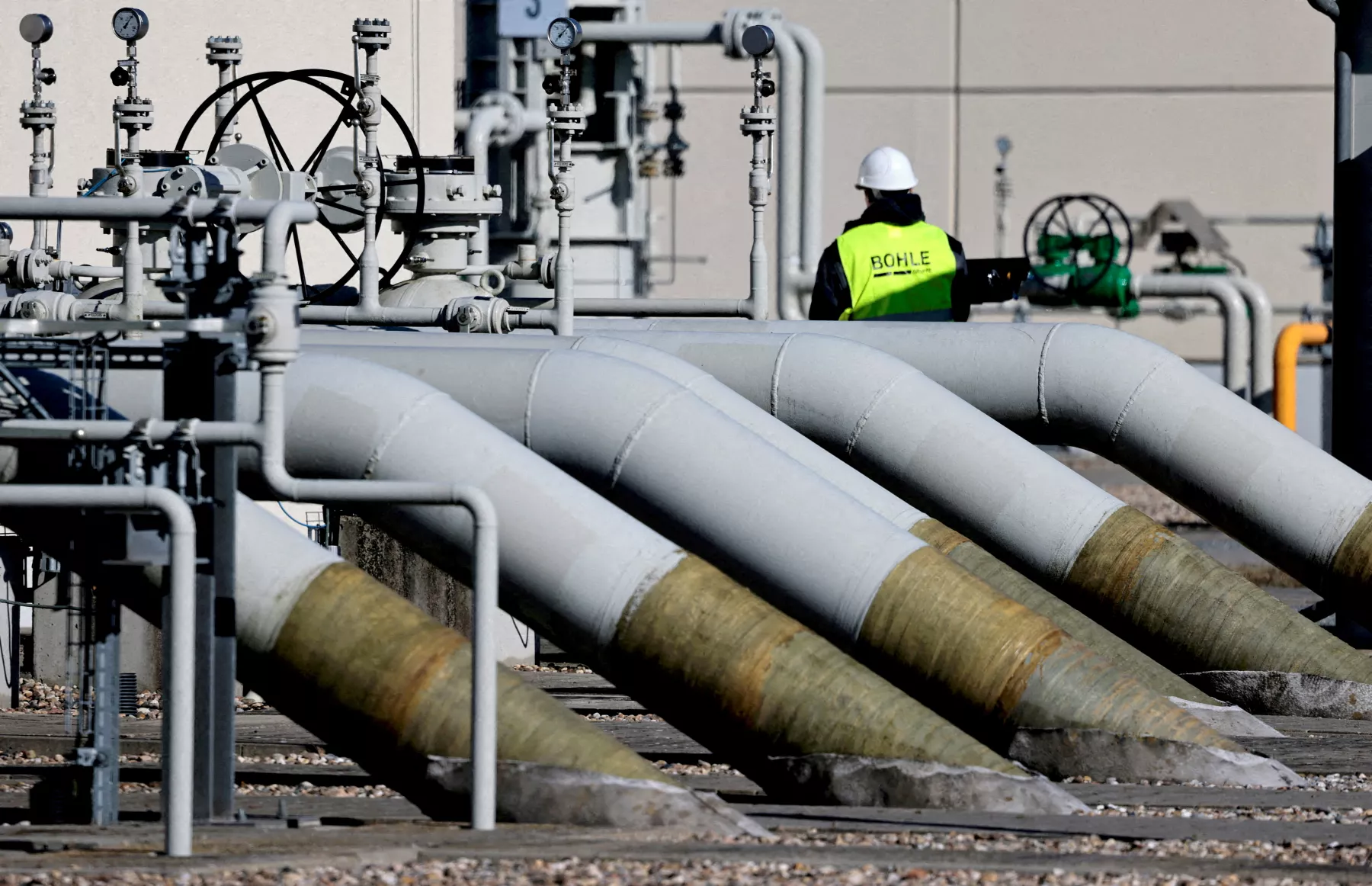 Tuberías en las instalaciones del gasoducto Nord Stream 1, que presuntamente sufrió sabotaje