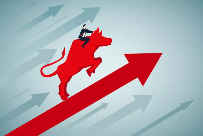 Flechas hacia arriba con un toro