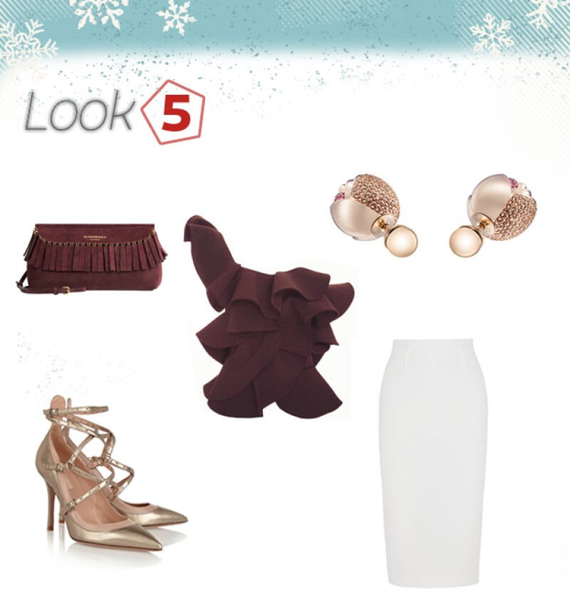 Clutch: Burberry / Zapatos: Valentino / Top: Johanna Ortiz / Falda: Rouland Mouret / Aretes: Dior