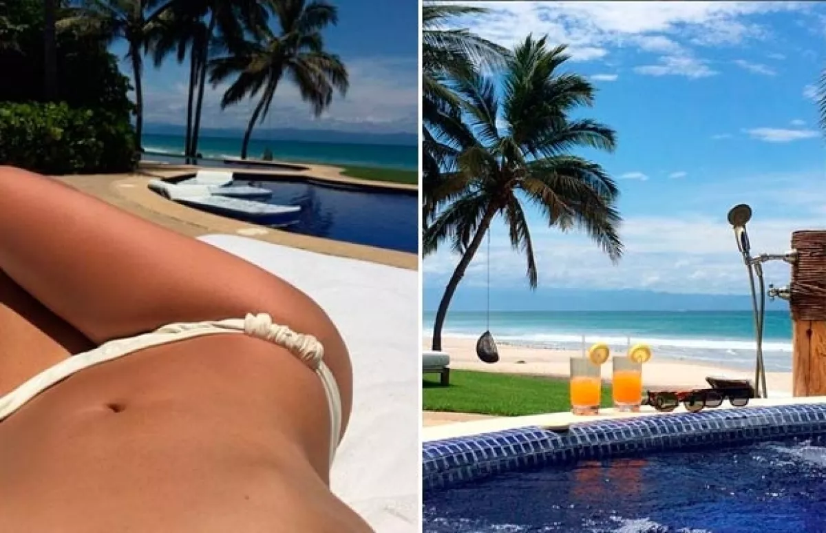 Kim presumió su silueta y fotos del paradisiaco destino.