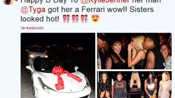 La menor de las hermanas Jenner estrenó un look güero y recibió como regalo de su novio Tyga un lujoso Ferrari de 320 mil dólares.