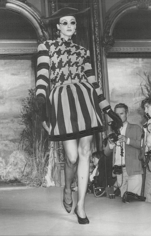 Fashion Women 1987 Model On Paris Catwalk Wearing Christian Lacroix.