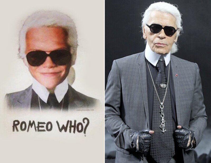La imagen muestra al pequeño disfrazado de Karl Lagerfeld.