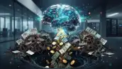 Imagen de un cerebro compuesto por cables y chips en representación de una IA desplifarrando el dinero a través de procesos operativos de una empresa.