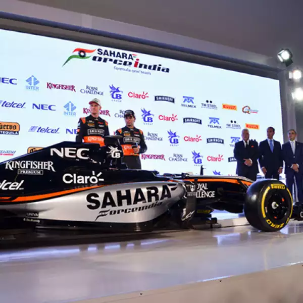 Checo Pérez y Nico Hulkenberg,develan y presentan el nuevo auto del equipo de F-1 Sahara Force India