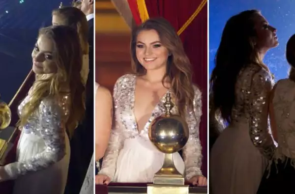 El vestido de Sofía es creación del diseñador mexicano Kris Goyri.