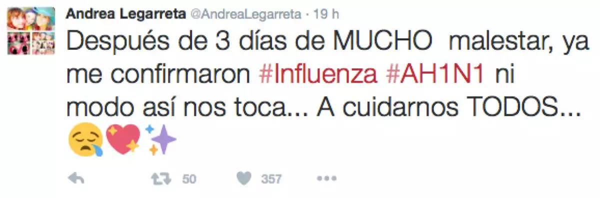 Con un tuit fue como la conductora informó a sus seguidores sobre su salud.