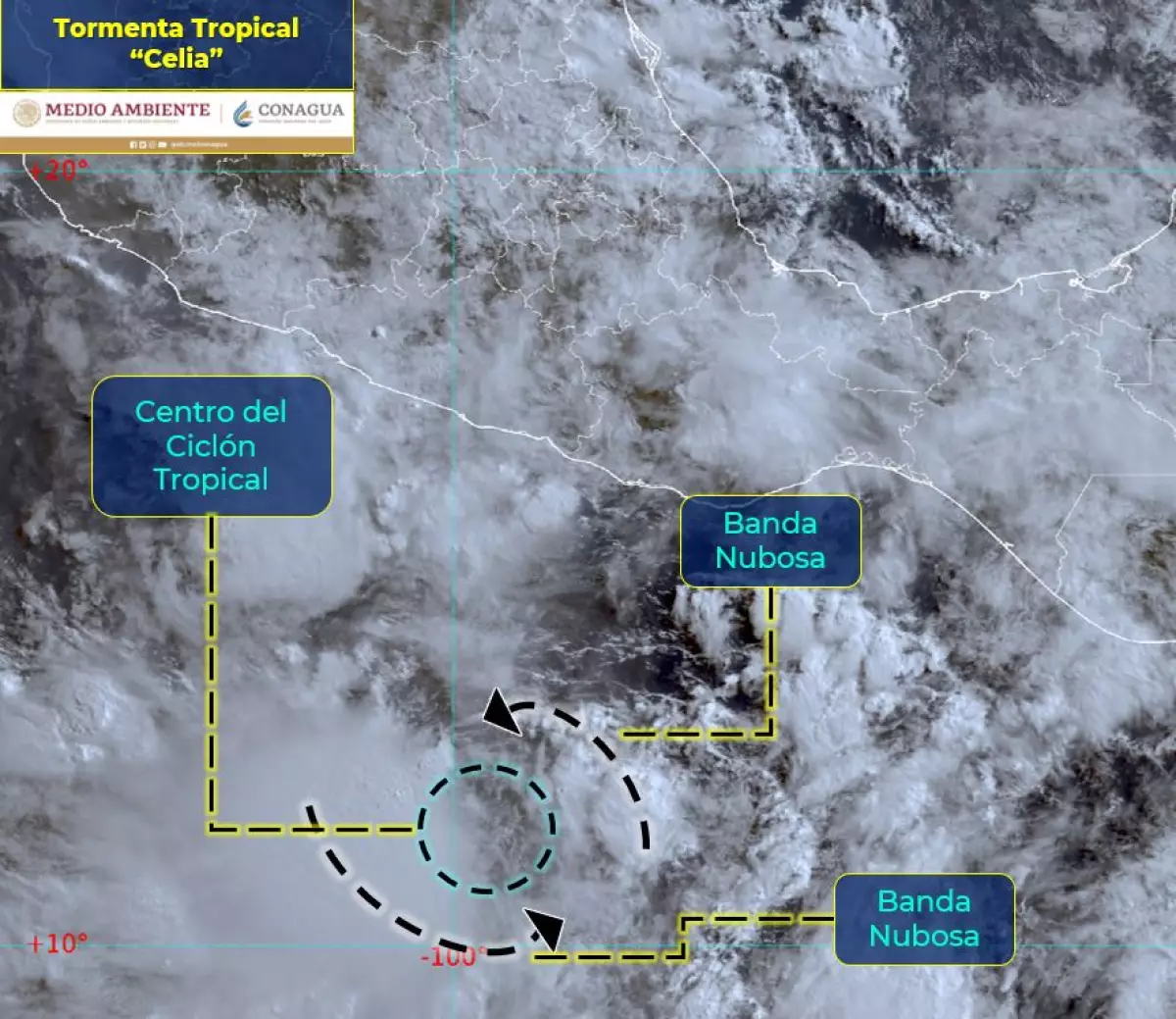 Así avanza la tormenta tropical Celia. 
