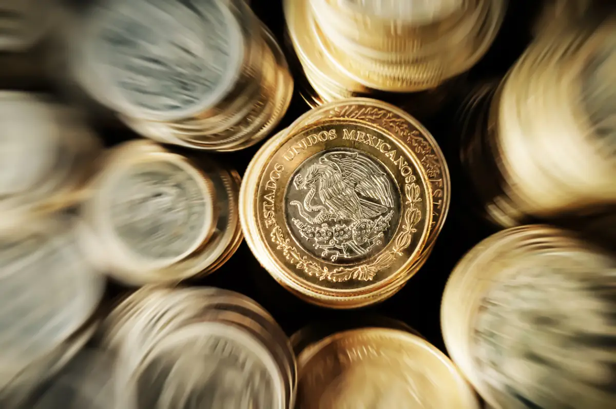 Stacked Mexican Peso Coins Zoom