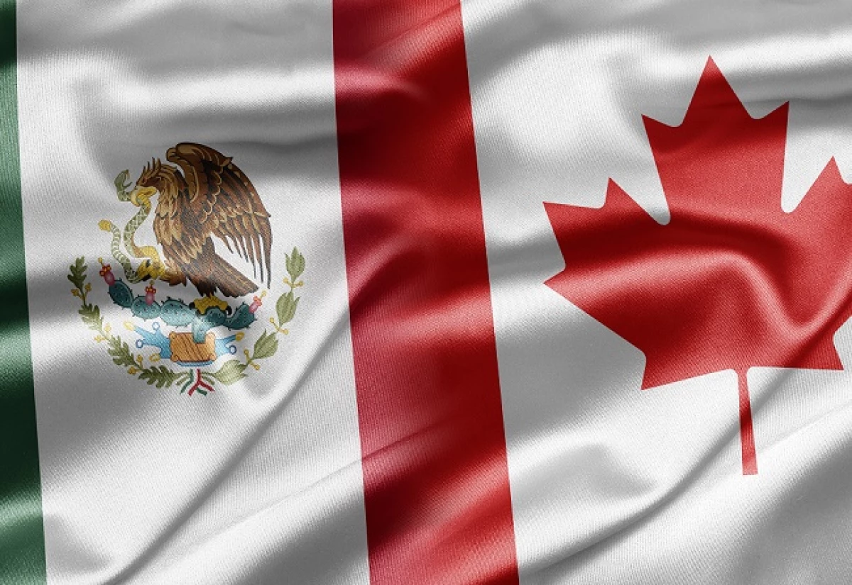 banderas de M�xico y Canad�