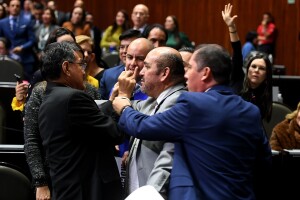 Empujones entre diputados