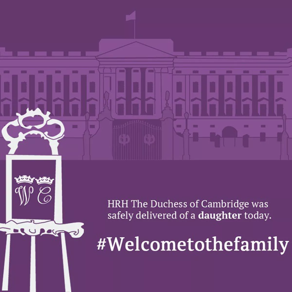 Esta fue la primer imagen compartida tanto en Twitter como en Instagram en la que se anunciaba el nacimiento de la bebé de Kate y el príncipe William.
