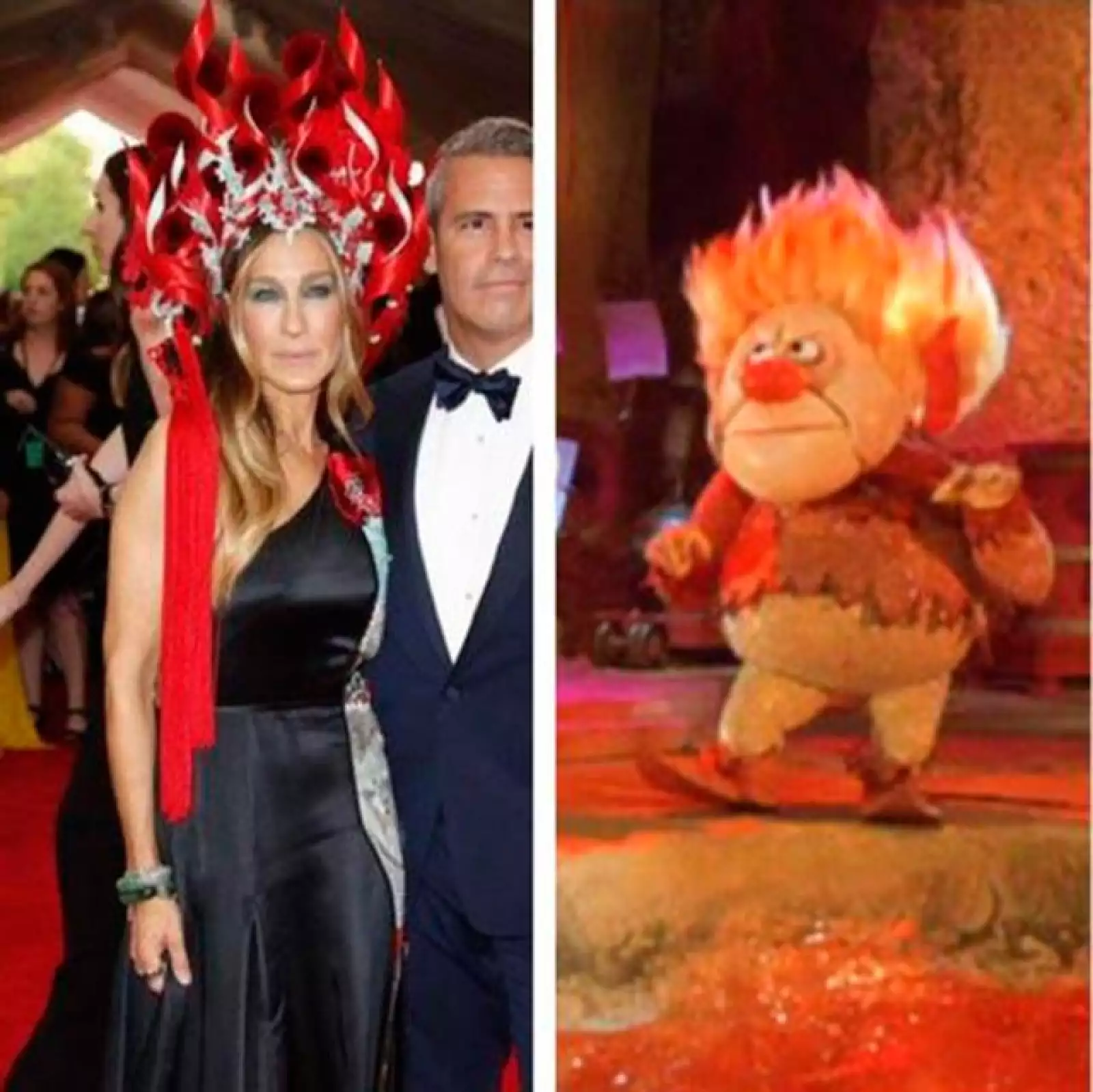 El vistoso accesorio de la actriz también fue comparado con la alborotada melena de Heat Miser.