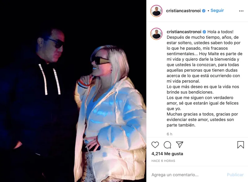 Cristian Castro y su nueva novia, Maite