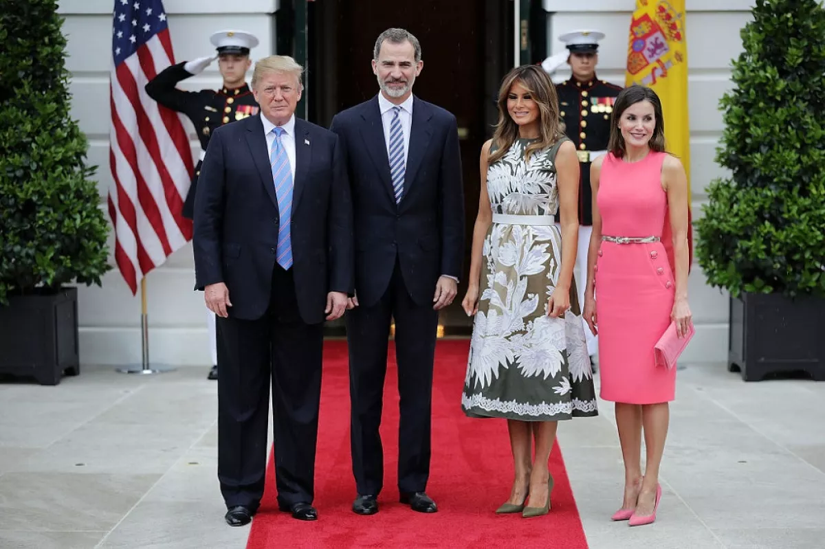 Donald Trump, rey Felipe VI, Melania Trump y la reina Letizia de España