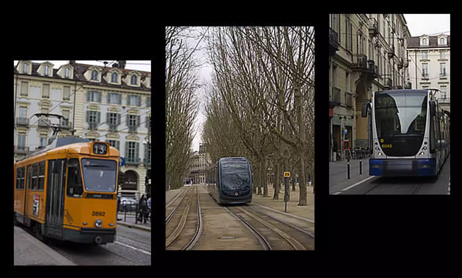 Jorge Neme es autodidacta y comenzó fotografiando temáticas poco usuales para un viaje de placer, como su serie de transportes entre los que están estos tranvías, el antiguo y el nuevo de Turín a los costados y en el centro el de Burdeos.