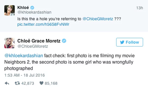 Chloe no tardó en asegurar que ella no era la de la foto.
