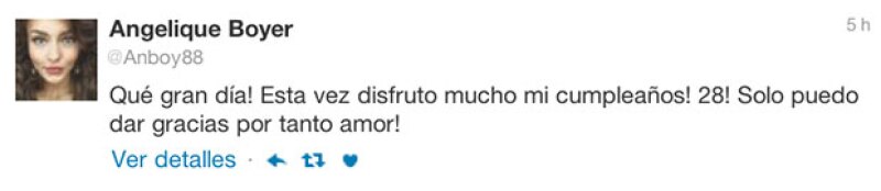 Angelique agradeció por las muestras de cariño a través de un tuit.