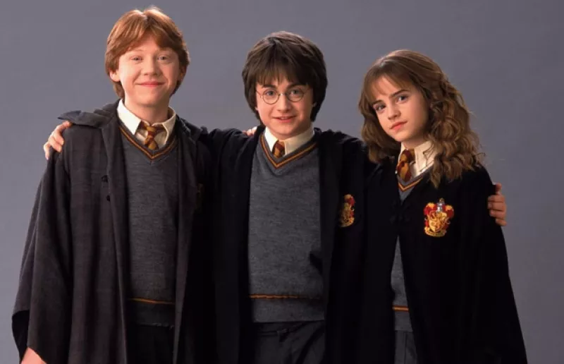 Así se veían Ron Weasley, Harry Potter y Hermione Granger en la segunda película.