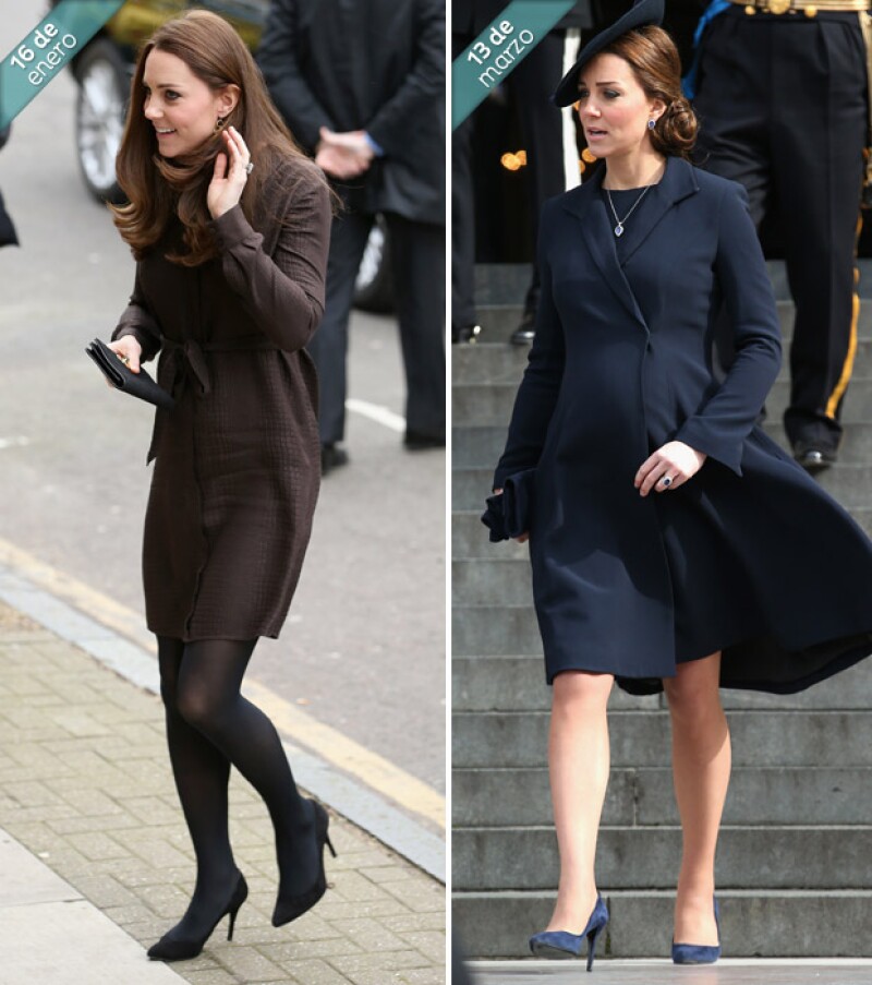 Apenas hace dos meses, el embarazo de Kate no era tan evidente.