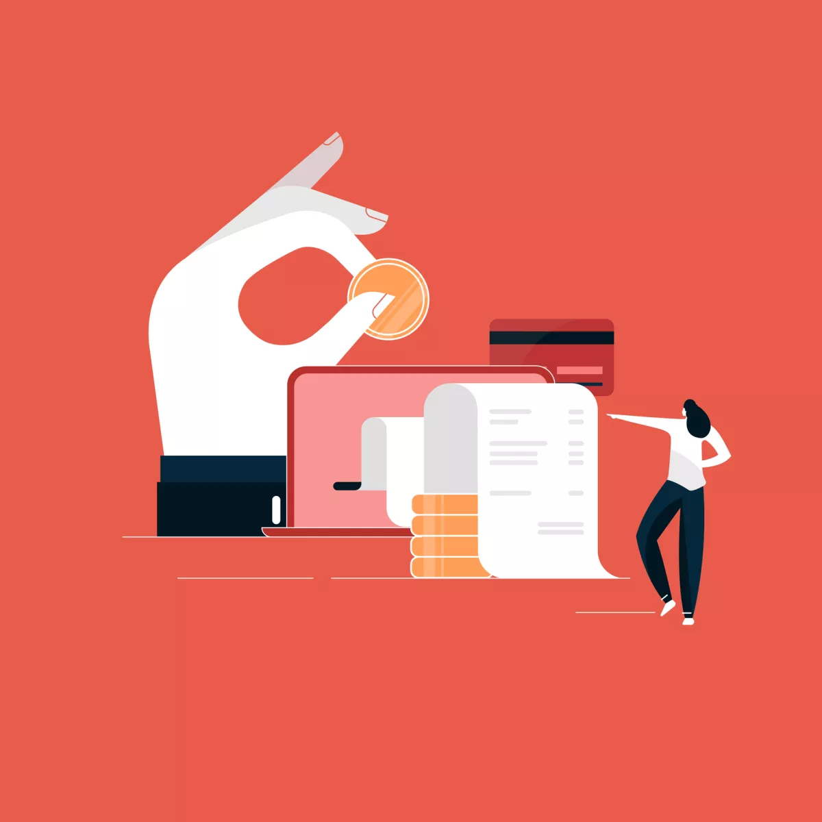 Online payment concept, Laptop with electronic invoice, financial transaction illustration, digital payment vector