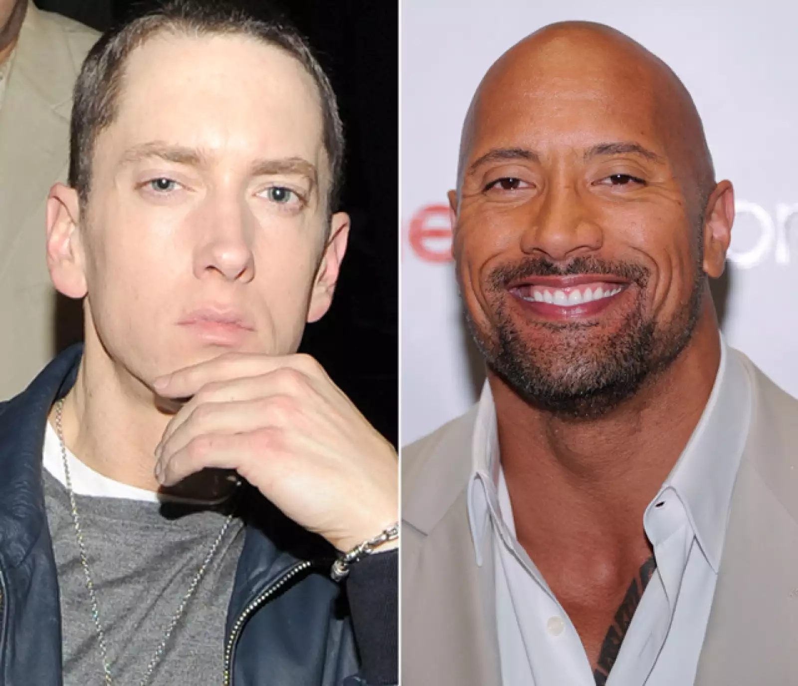 Eminem y Dwayne Johnson sólo se llevan 1 año de edad, el primero tiene 40 y el segundo 41 años. No parece ¿verdad?
