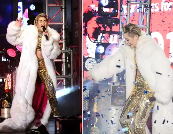 Miley eligiÃ³ para esta ocasiÃ³n un conjunto que sÃ³lo dejaba al descubierto parte de su abdomen.