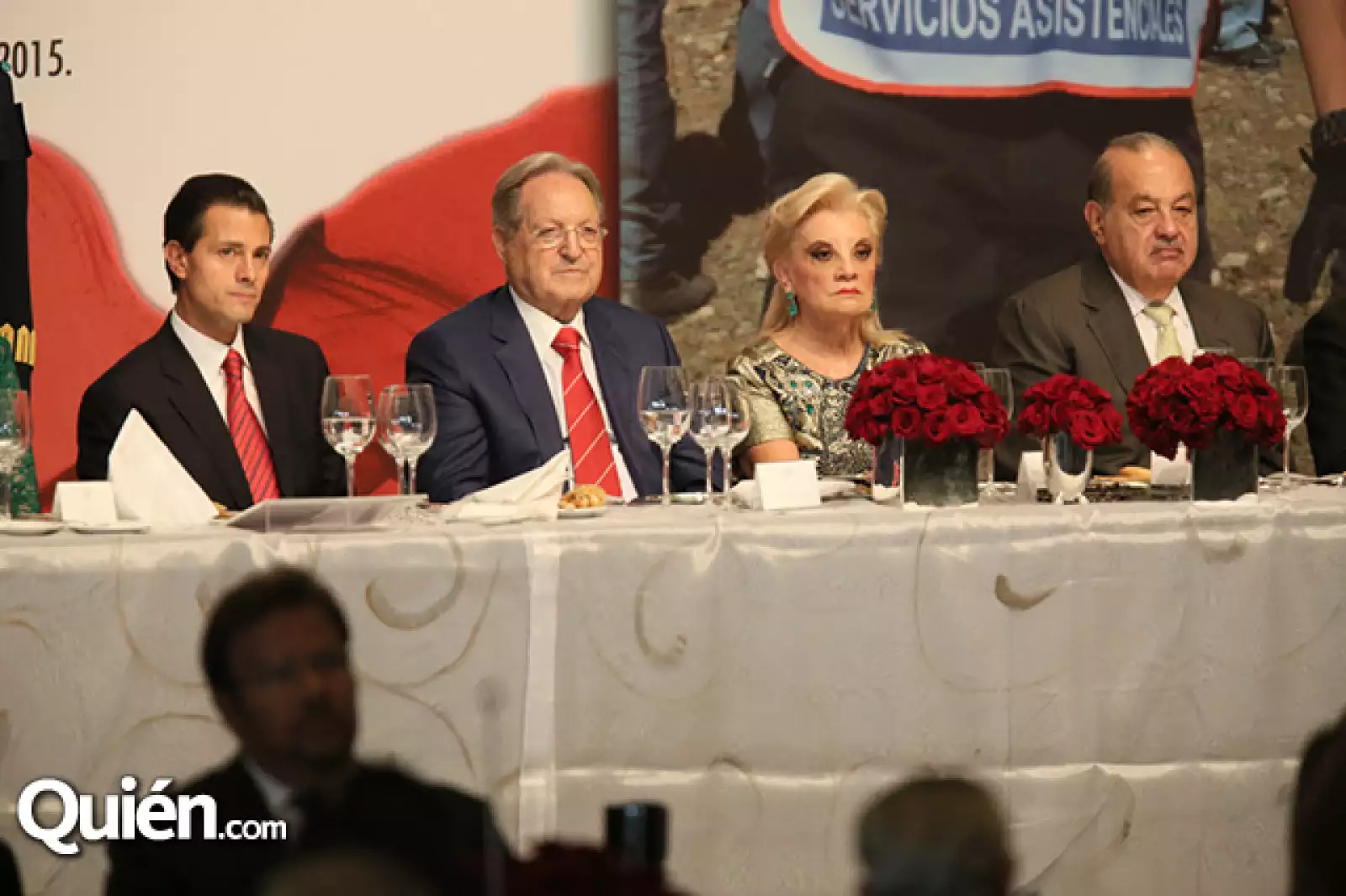 Enrique Peña Nieto, Olegario Vázquez Raña, María de los Ángeles Aldir y Carlos Slim