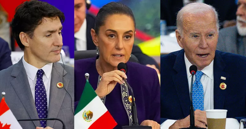 Sheinbaum, Biden y Trudeau hablan de migración, violencia y T-MEC en el G20