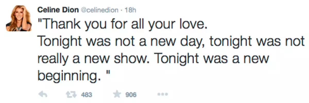 Celine Dion agradeció a los asistentes a su show en Las Vegas.