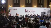 La presidenta Claudia Sheinbaum y el secretario del Trabajo, Marath Baruch Bolaños López al anunciar diálogo para ir a semana laboral de 40 horas.