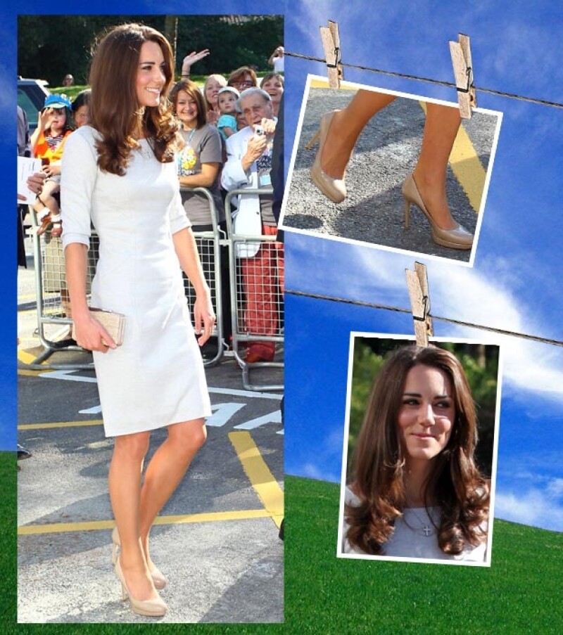 Kate usó un vestido de Amanda Wakeley que combinó con unos zapatos nude, un cluth de L.K Bennett y joyería muy discreta.