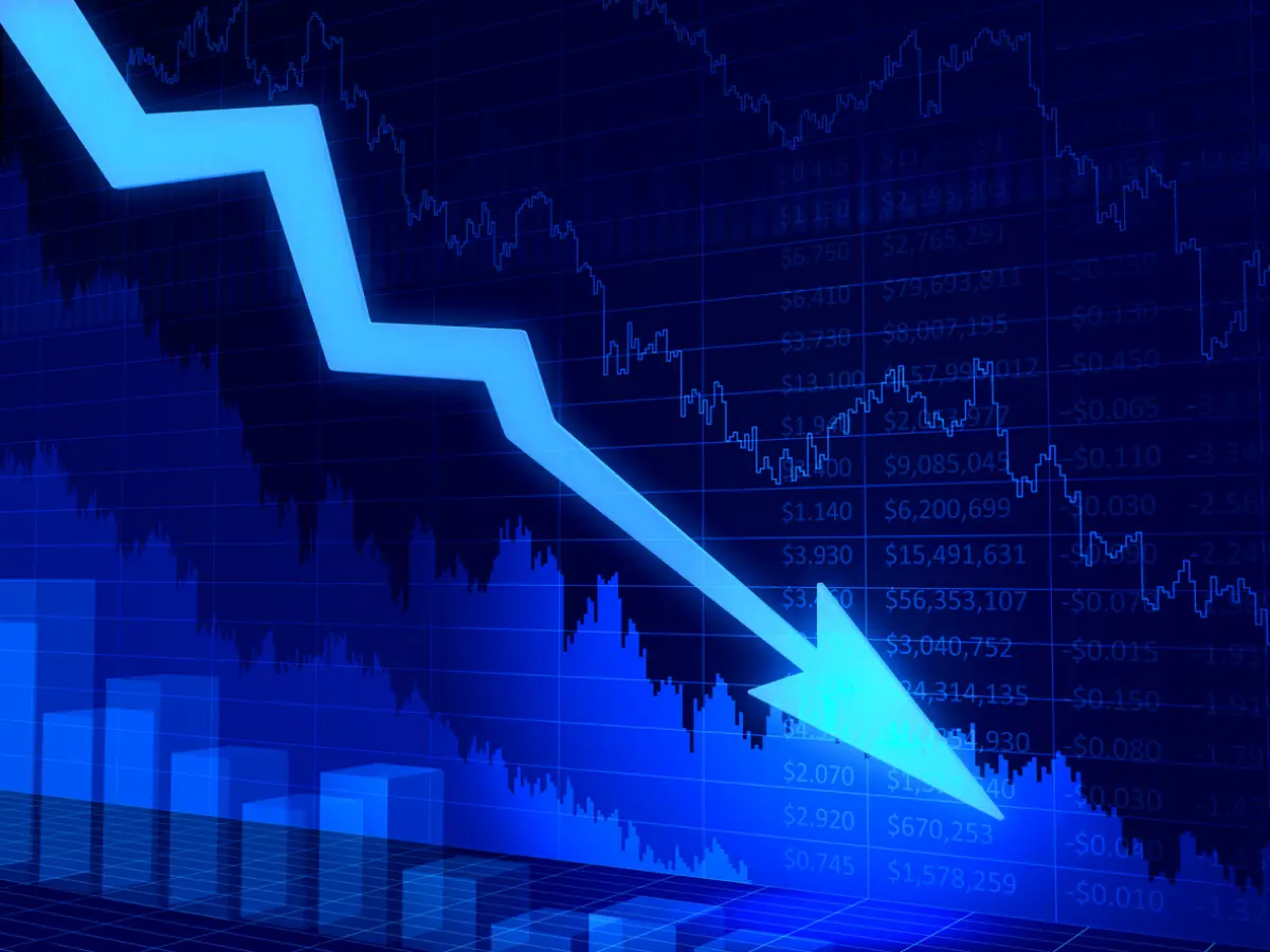 Financial crisis chart. 3D abstract diagram with arrow