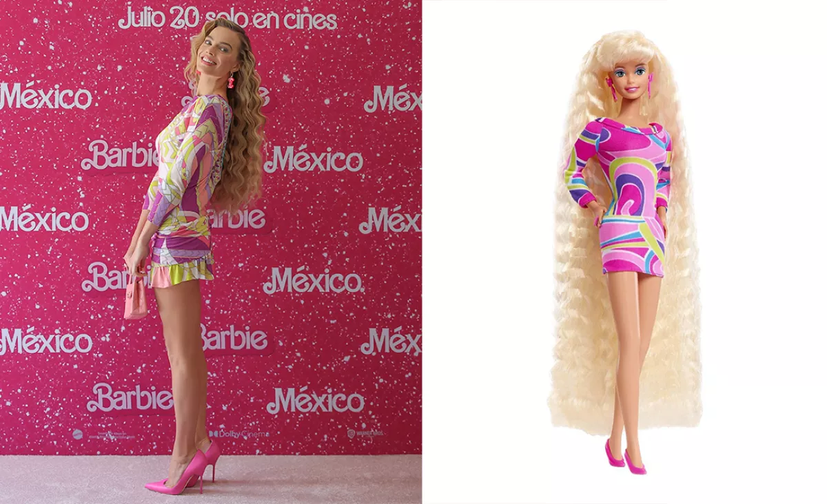 Margot Robbie replica looks de muñecas Barbie icónicas para la gira de prensa de Barbie.