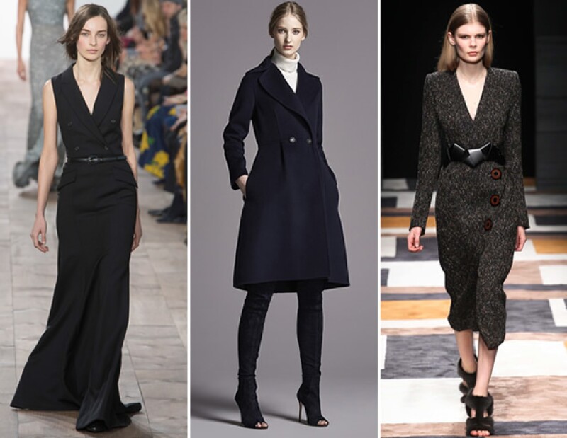 Muchas pasarelas implementaron vestidos con construcciones similares a la de los blazers. Algunos ejemplos se vieron en Michael Kors, CH Carolina Herrera y Salvatore Ferragamo.