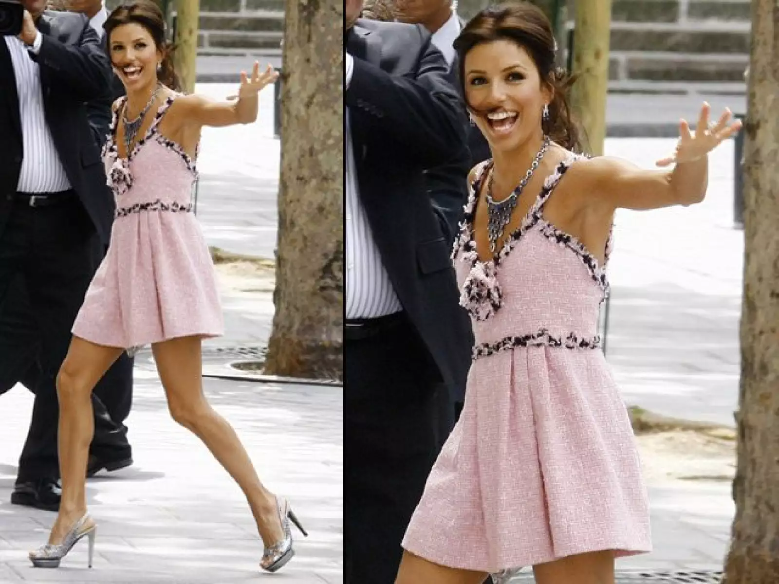 La actriz Eva Longoria, optó por un vestido rosa Chanel.