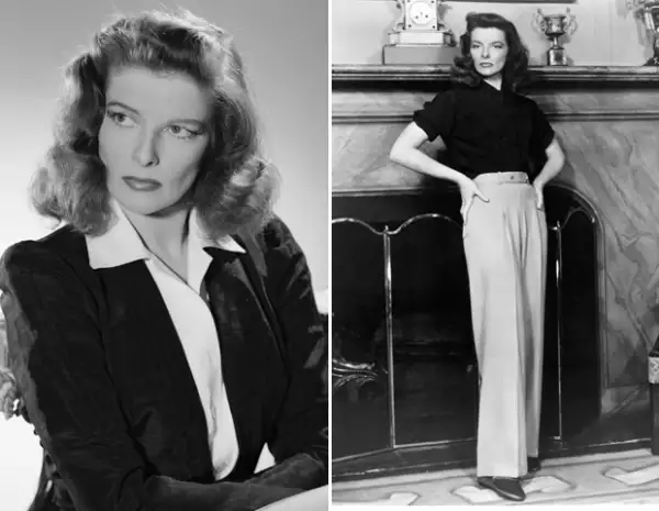 Katherine Hepburn pensaba en sencillez y comfort. Junto con Marlene, fueron cómplices en el look andrógino y fanáticas de los pantalones.