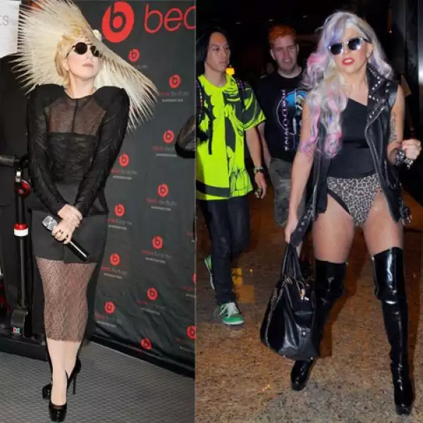 Lady Gaga, la más estrafalaria el día de hoy. Cada día sorprende con atuendos y peinados fuera de este mundo.